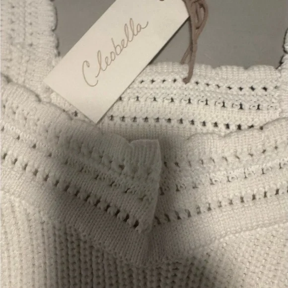 Cleobella Ivory Knit sweater with Puff Sleeves, discount, NWT - Picture 3 of 7